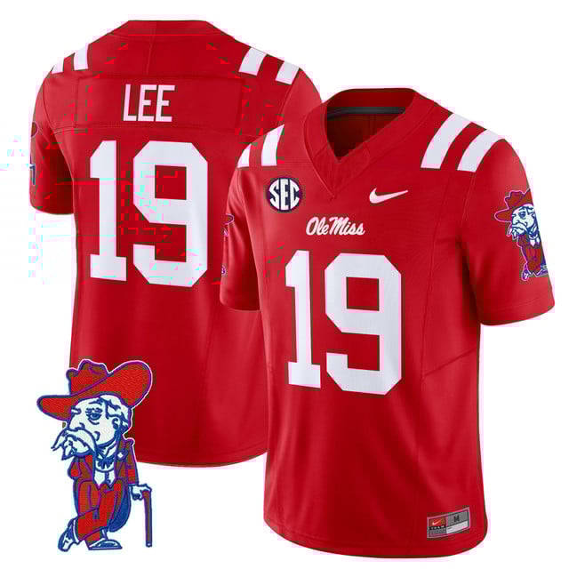 Men's Ole Miss Rebels 2025 Vapor Limited Jersey V2 red #19 Cayden Lee