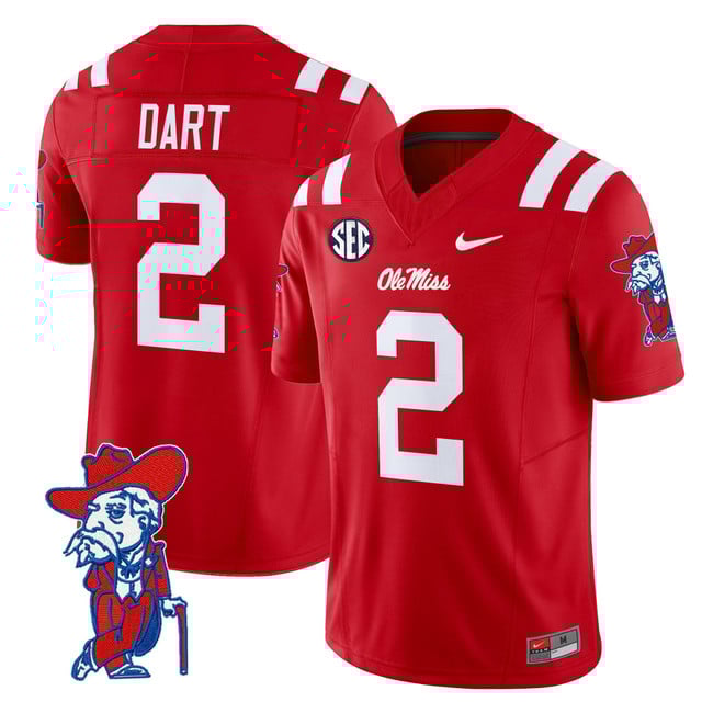 Men's Ole Miss Rebels 2025 Vapor Limited Jersey V2 red #2 Jaxson Dart