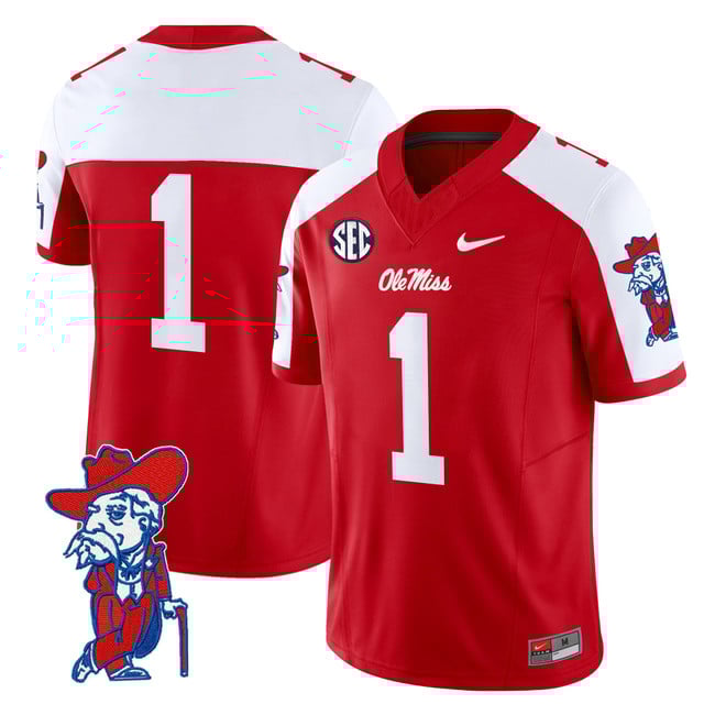 Men's Ole Miss Rebels 2025 Vapor Limited Jersey V2 red white #1