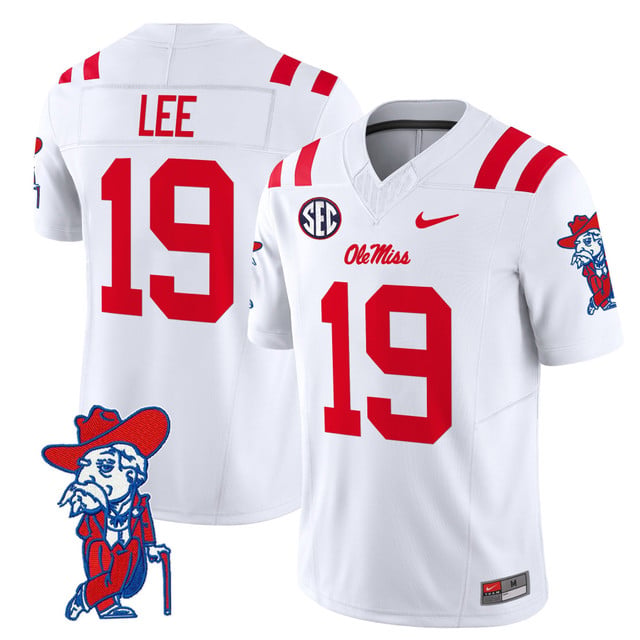 Men's Ole Miss Rebels 2025 Vapor Limited Jersey V2 white #19 Cayden Lee