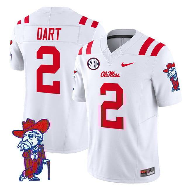 Men's Ole Miss Rebels 2025 Vapor Limited Jersey V2 white #2 Jaxson Dart