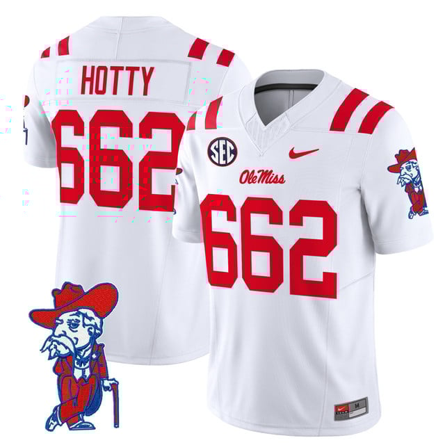 Men's Ole Miss Rebels 2025 Vapor Limited Jersey V2 white #662 Hotty