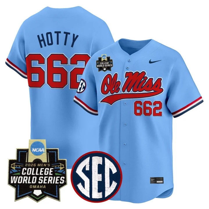 Men's Ole Miss Rebels 2026 World Series Vapor Premier Limited Jersey BLUE #662 HOTTY