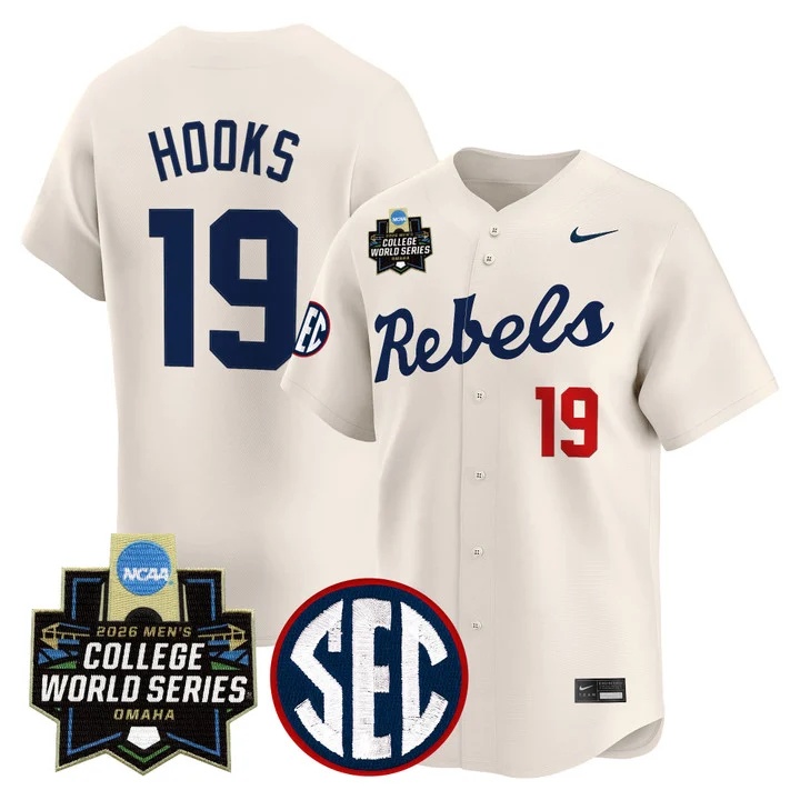 Men's Ole Miss Rebels 2026 World Series Vapor Premier Limited Jersey CREAM #19 WALKER HOOKS