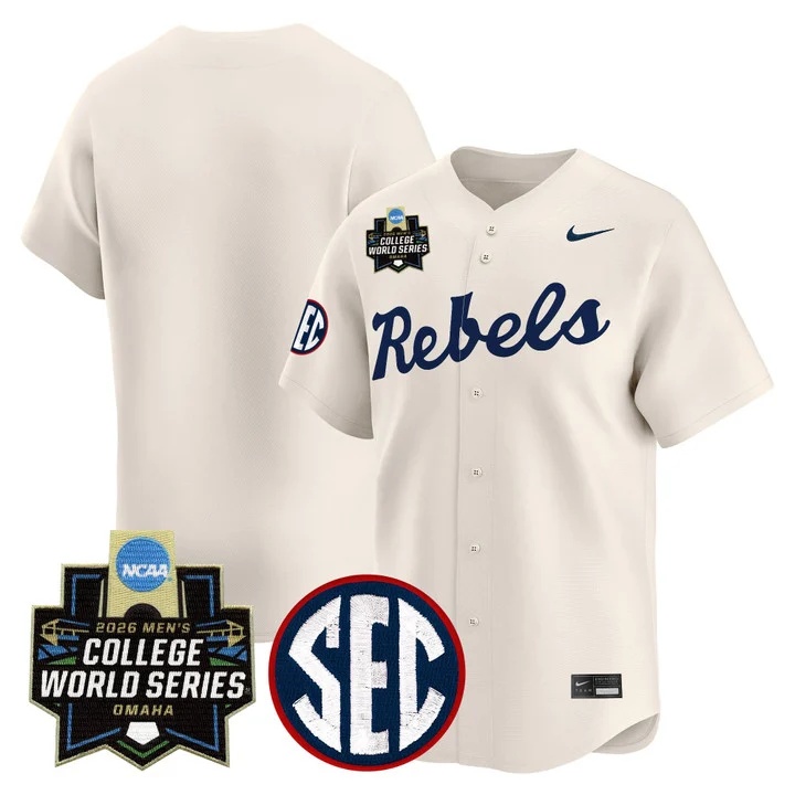 Men's Ole Miss Rebels 2026 World Series Vapor Premier Limited Jersey CREAM BLANK