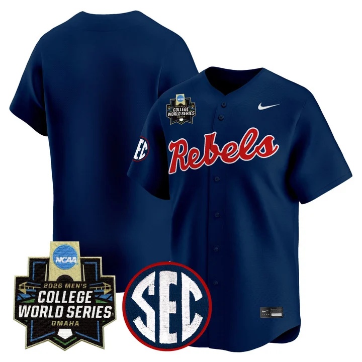 Men's Ole Miss Rebels 2026 World Series Vapor Premier Limited Jersey NAVY BLANK