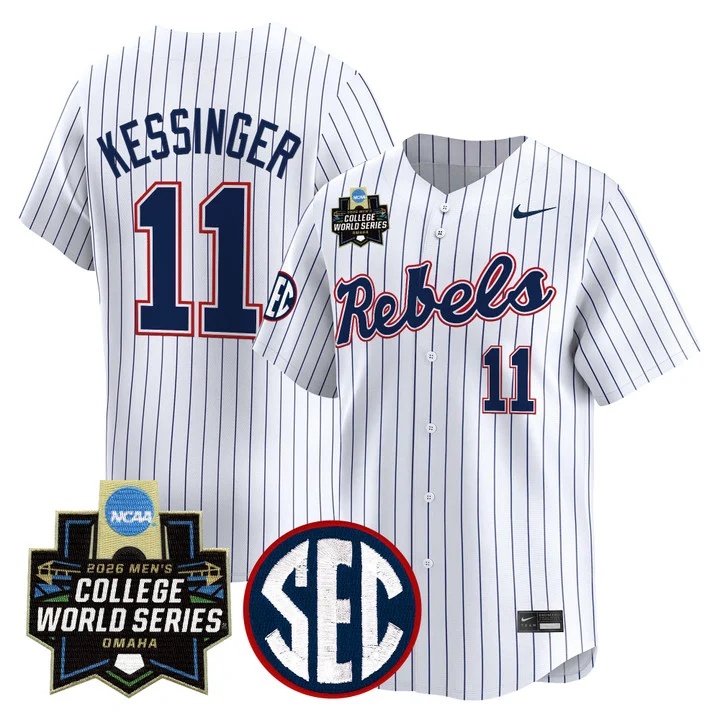 Men's Ole Miss Rebels 2026 World Series Vapor Premier Limited Jersey WHITE #11 DON KESSINGER