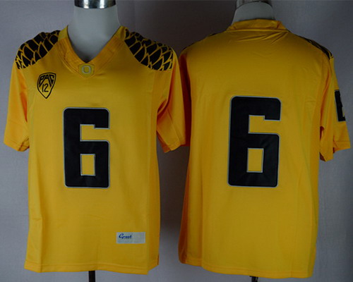 Men's Oregon Ducks #6 Without Name Yellow Limited Jersey