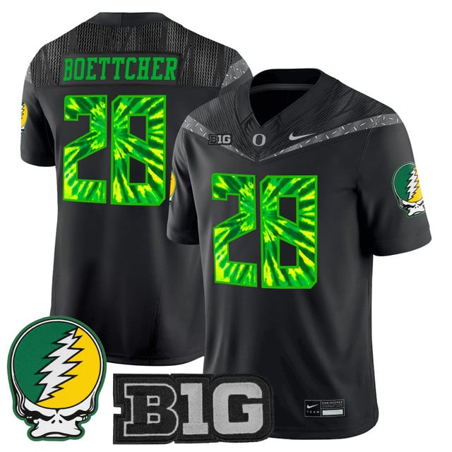Men's Oregon Ducks 2025 Grateful Ducks Vapor Limited Jersey #28 Bryce Boettcher
