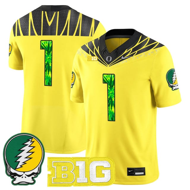 Men's Oregon Ducks 2025 Grateful Ducks Vapor Limited Jersey  yellow #1
