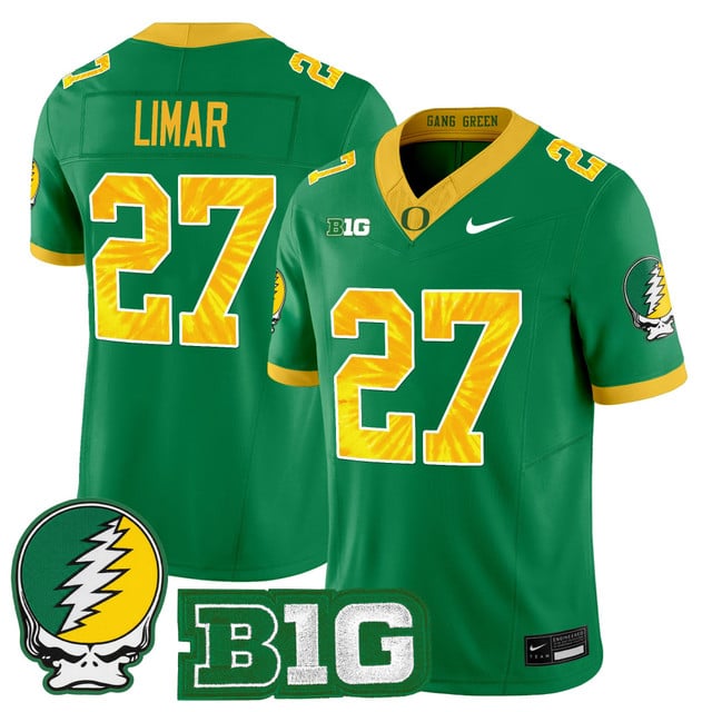 Men's Oregon Ducks 2025 Grateful Ducks Vapor Limited Jersey green #27 Jayden Limar