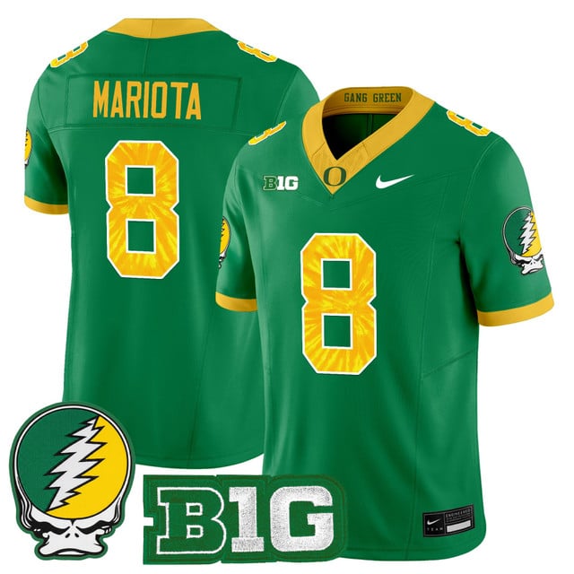 Men's Oregon Ducks 2025 Grateful Ducks Vapor Limited Jersey green #8 Marcus Mariota