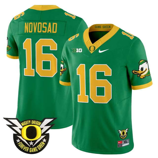 Men's Oregon Ducks 2025 Vapor Limited Jersey V2 green #16 Austin Novosad