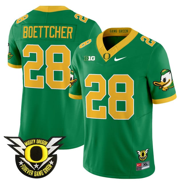 Men's Oregon Ducks 2025 Vapor Limited Jersey V2 green #28 Bryce Boettcher