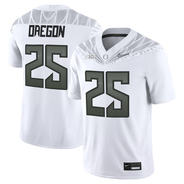 Men's Oregon Ducks 2025 Vapor Limited Jersey V2 white #25 Oregon
