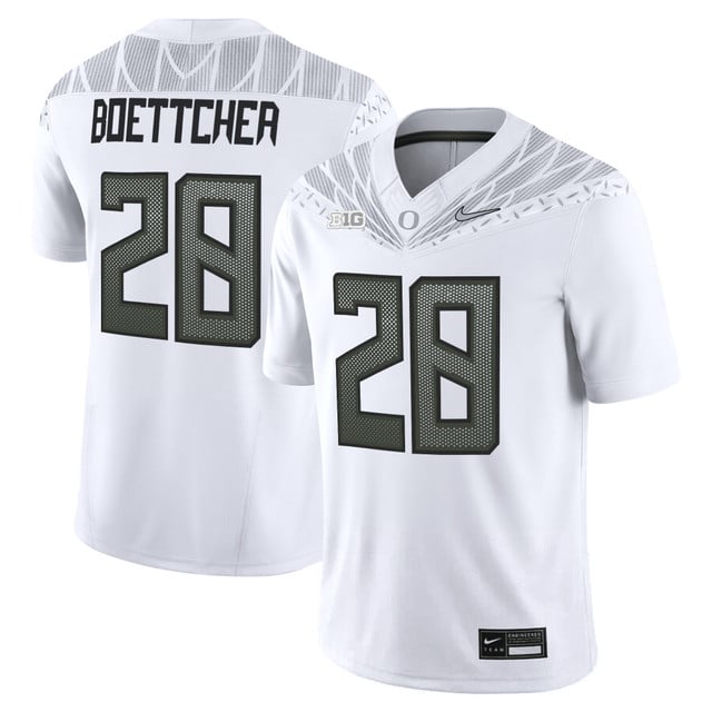 Men's Oregon Ducks 2025 Vapor Limited Jersey V2 white #28 Bryce Boettcher