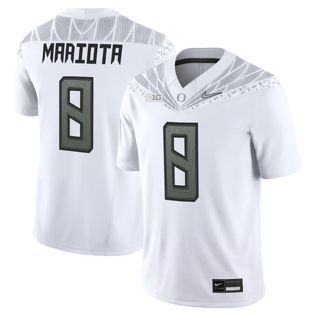 Men's Oregon Ducks 2025 Vapor Limited Jersey V2 white #8 Marcus Mariota