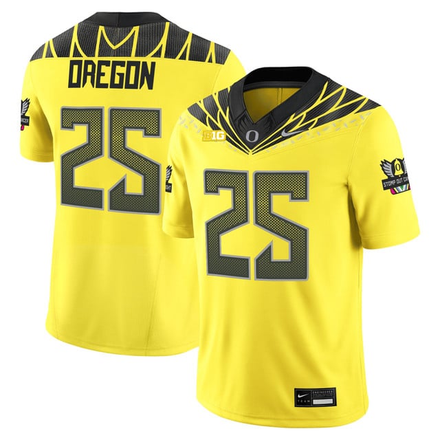 Men's Oregon Ducks 2025 Vapor Limited Jersey V2 yellow  #25 Oregon