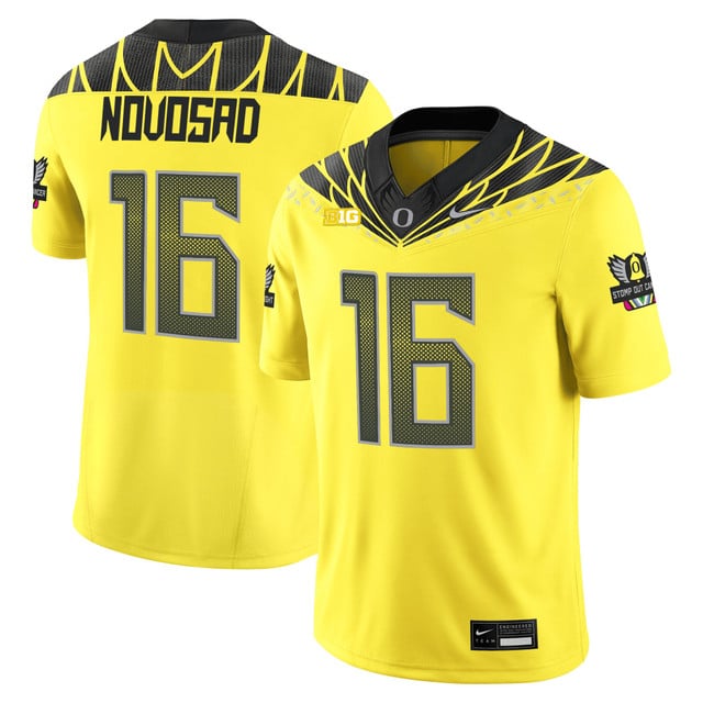 Men's Oregon Ducks 2025 Vapor Limited Jersey V2 yellow #16 Austin Novosad