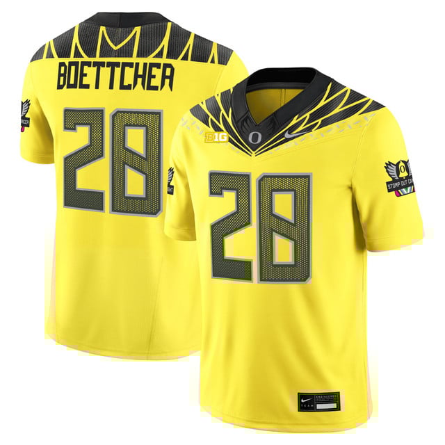 Men's Oregon Ducks 2025 Vapor Limited Jersey V2 yellow #28 Bryce Boettcher