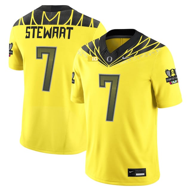 Men's Oregon Ducks 2025 Vapor Limited Jersey V2 yellow #7 Evan Stewart