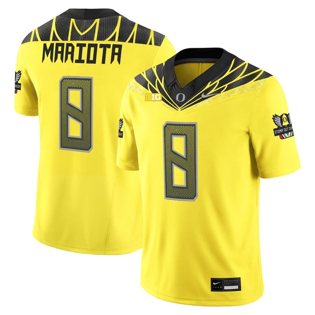 Men's Oregon Ducks 2025 Vapor Limited Jersey V2 yellow #8 Marcus Mariota