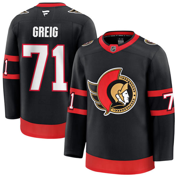 Men's Ottawa Senators #71 Ridly Greig Fanatics Home Black Player Jersey 