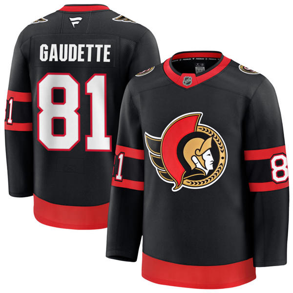 Men's Ottawa Senators #81 Adam Gaudette Fanatics Home Black Player Jersey 