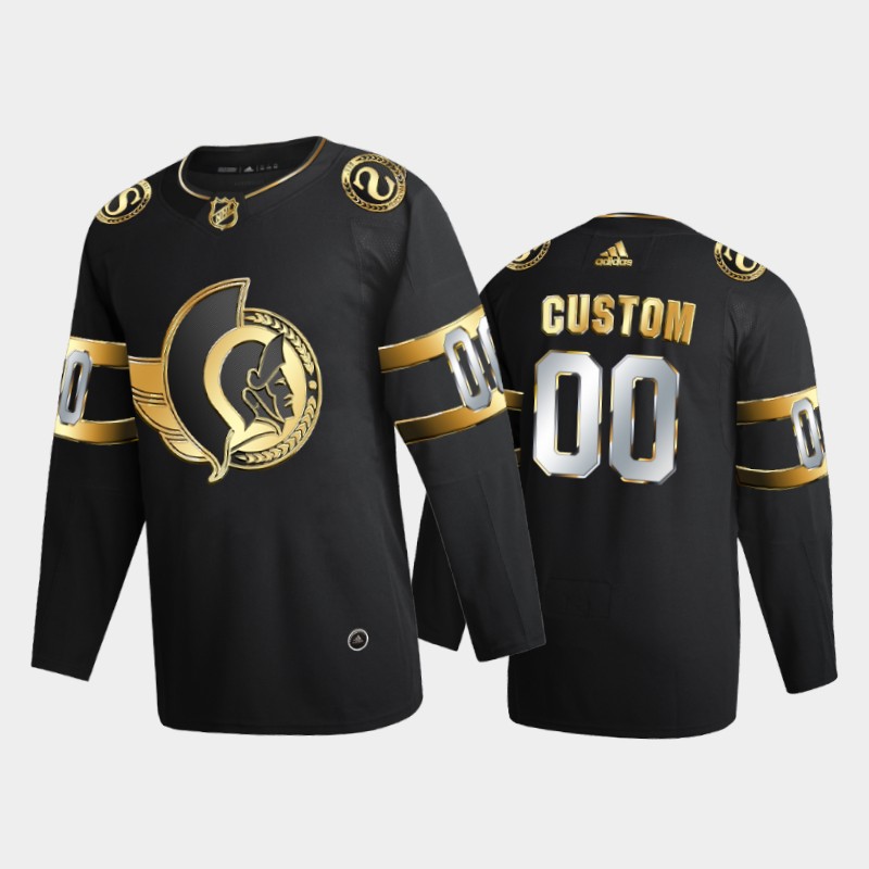 Men's Ottawa Senators Custom Adidas Black Golden Limited Edition Jersey Stitched