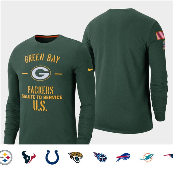 Men's Packers Green 2019 Salute to Service Sideline Long Sleeve T-Shirt