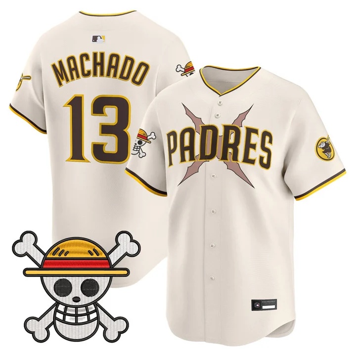 Men's Padres x One Piece Vapor Premier Limited Jersey cream #13 Manny Machado