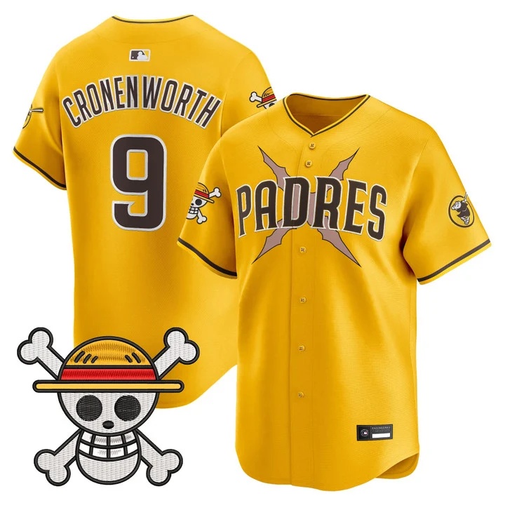 Men's Padres x One Piece Vapor Premier Limited Jersey gold #9 Jake Cronenworth