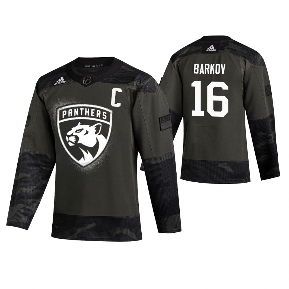 Men's Panthers #16 Aleksander Barkov Authentic 2019 Veterans Day Jersey Camo