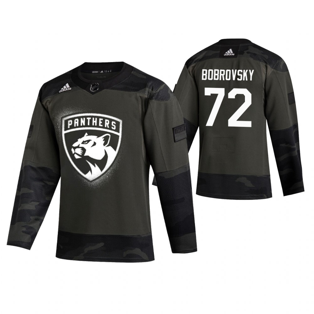 Men's Panthers #72 Sergei Bobrovsky Authentic 2019 Veterans Day Jersey Camo