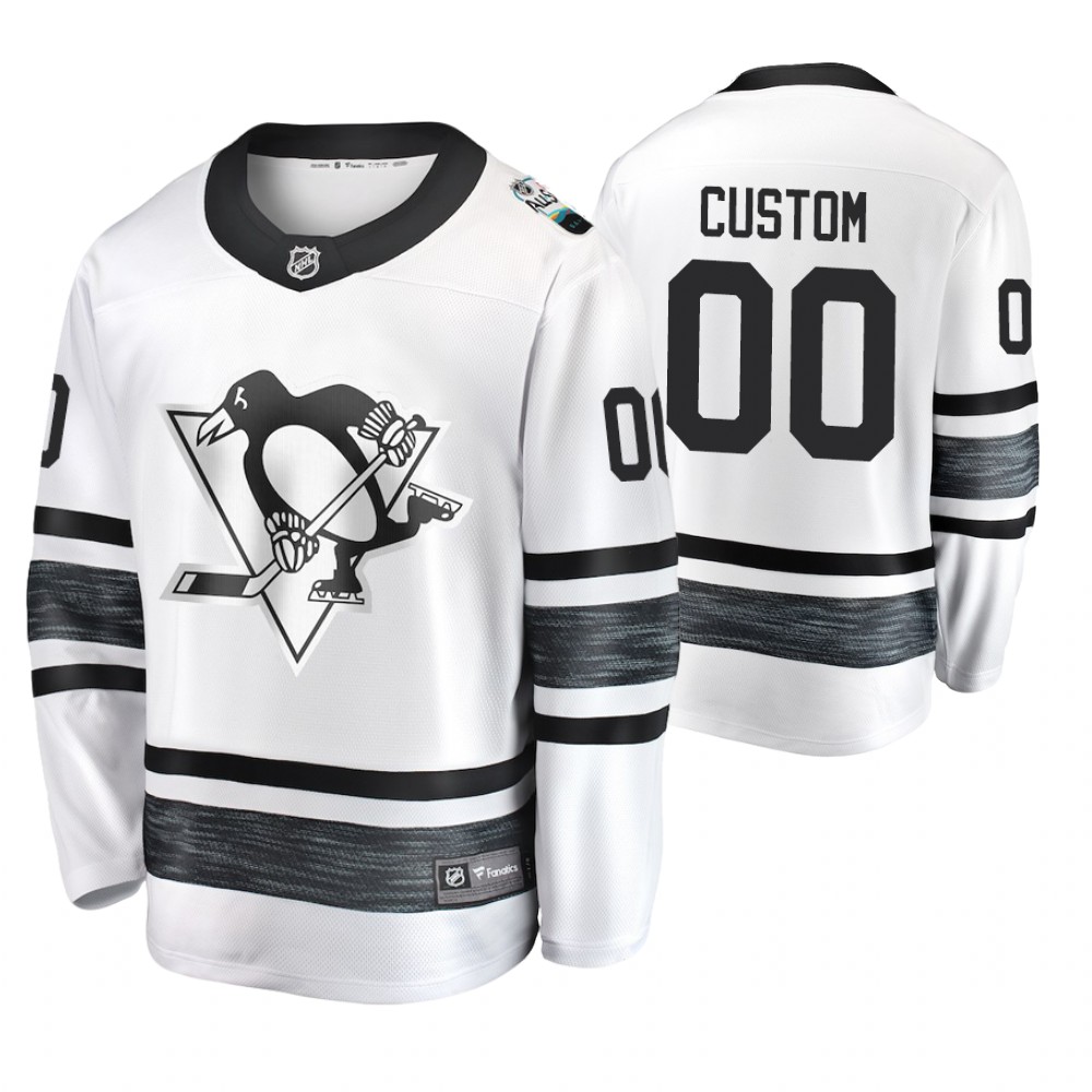Men's Penguins #00 Custom White 2019 NHL All-Star Jersey