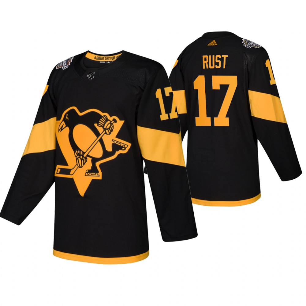 Men's Penguins #17 Bryan Rust Black 2019 Stadium Series Breakaway Adidas Jersey