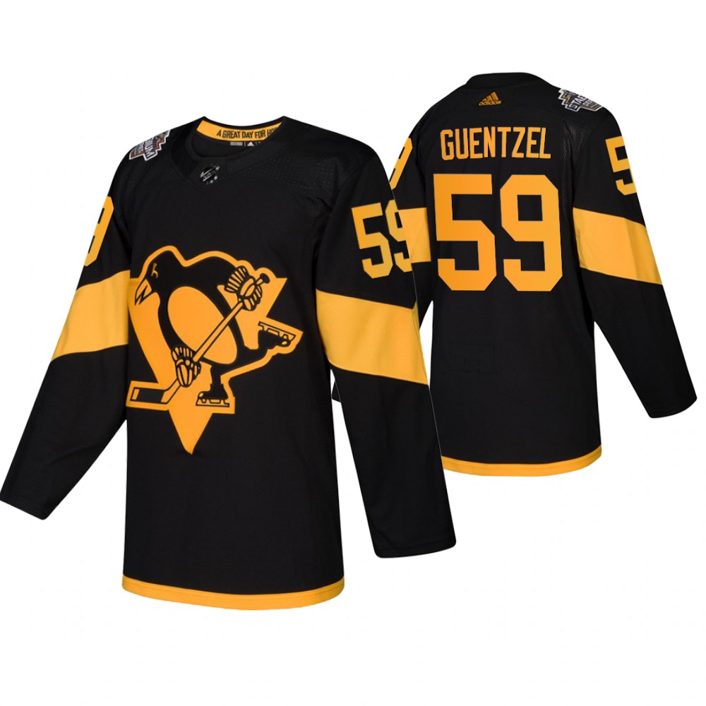 Men's Penguins #59 Jake Guentzel Black 2019 Stadium Series Breakaway Adidas Jersey