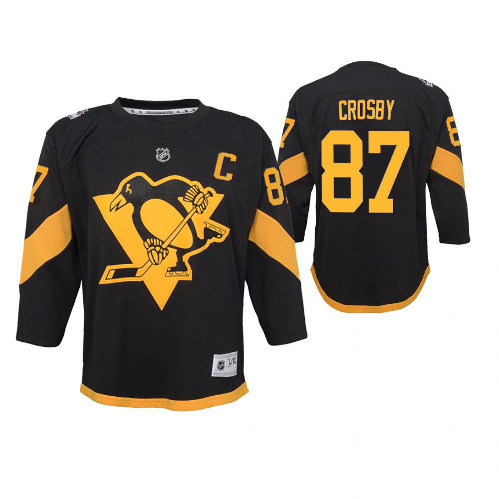 Men's Penguins #87 Sidney Crosby Black 2019 Stadium Series Preschool Replica Player Jersey