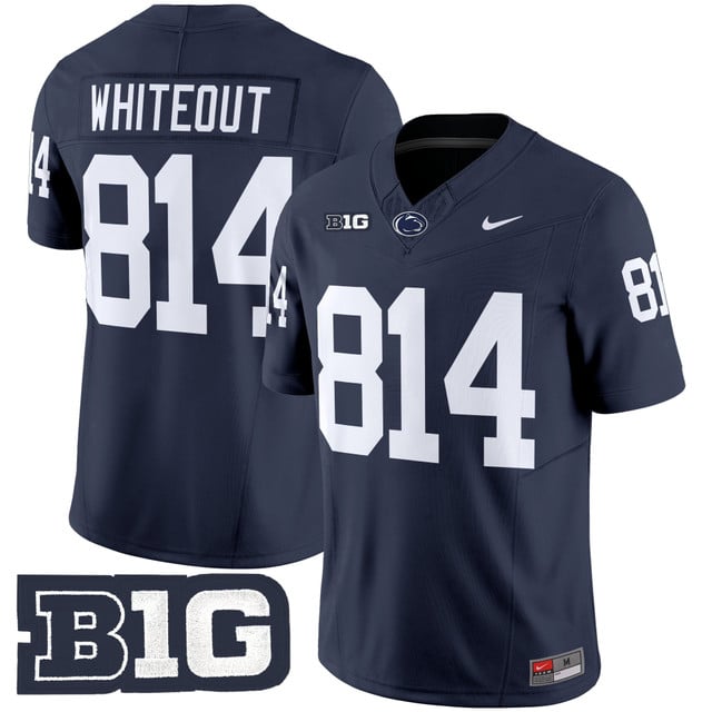Men's Penn State Nittany Lions 2025 Vapor Limited Jersey navy #814 Whiteout