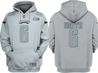 Men's Philadelphia Eagles #6 DeVonta Smith Gray Atmosphere Fashion Super Bowl LVII Patch Pullover Hoodie