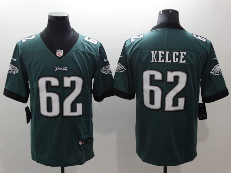 Men's Philadelphia Eagles #62 Jason Kelce Nike Green NFL Vapor Limited Jersey
