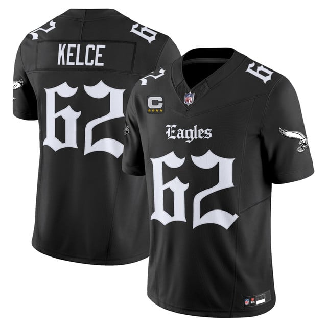 Men's Philadelphia Eagles 'Gothic Philly Edition' Vapor Limited Jersey #62 Jason Kelce