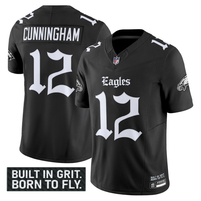 Men's Philadelphia Eagles 'Gothic Philly Edition' Vapor Limited Jersey V2 - All Stitched  Black Randall Cunningham