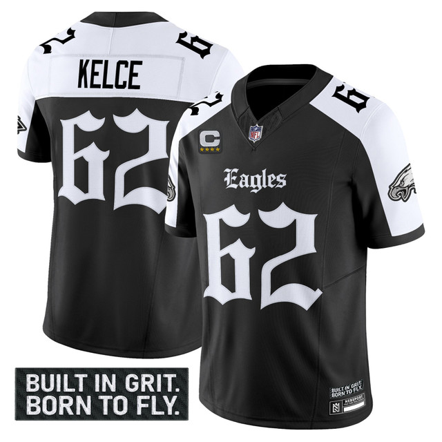 Men's Philadelphia Eagles 'Gothic Philly Edition' Vapor Limited Jersey V2 - All Stitched Alternate Jason Kelce