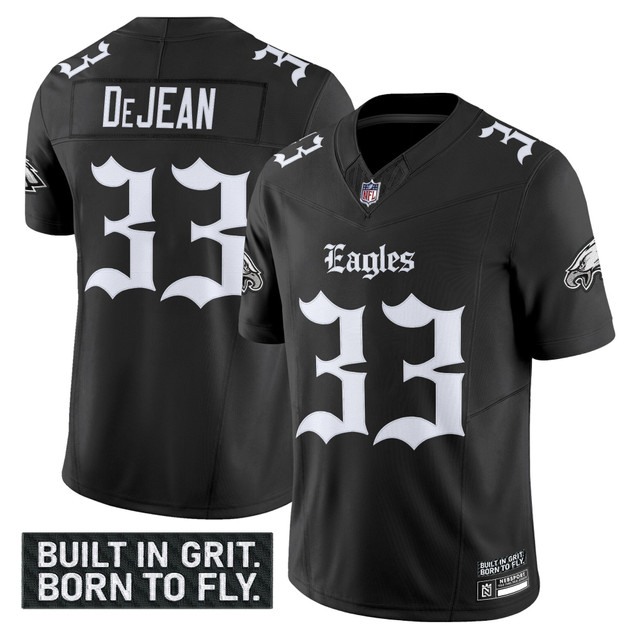 Men's Philadelphia Eagles 'Gothic Philly Edition' Vapor Limited Jersey V2 - All Stitched Black Cooper DeJean