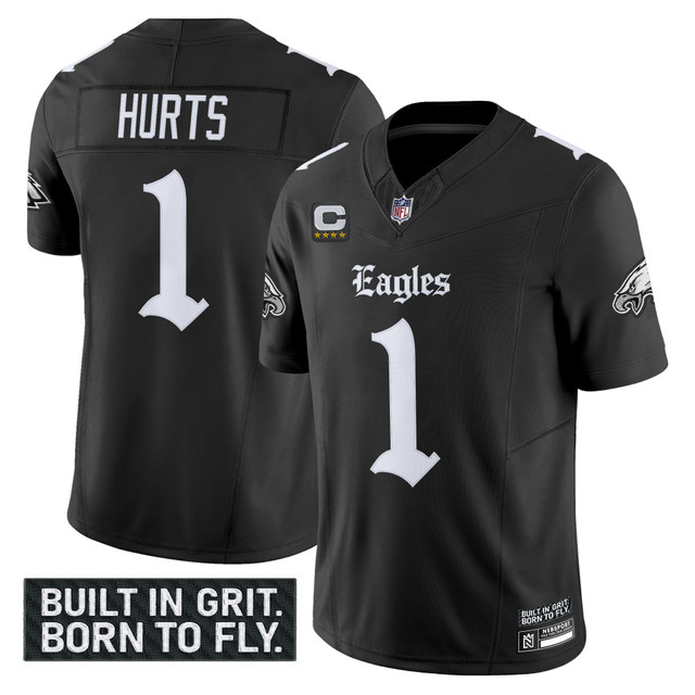 Men's Philadelphia Eagles 'Gothic Philly Edition' Vapor Limited Jersey V2 - All Stitched Black Jalen Hurts