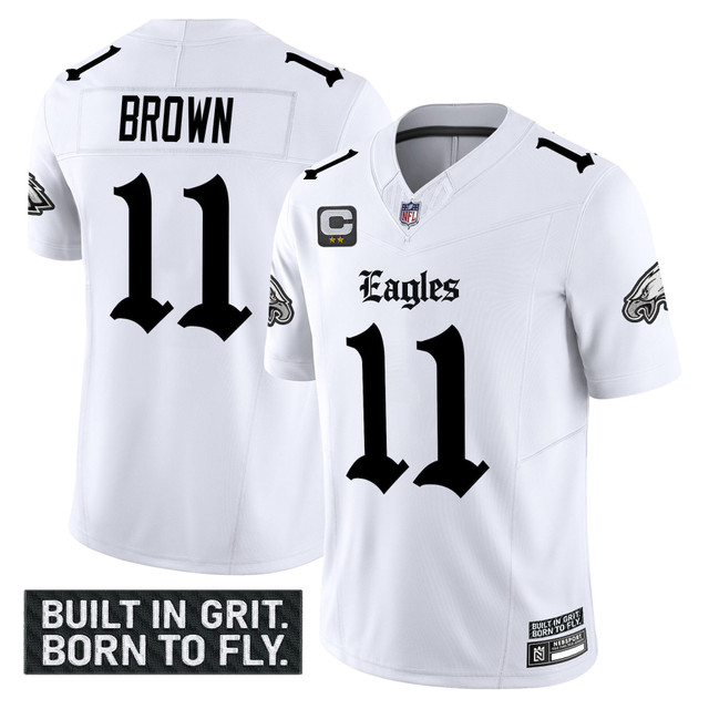 Men's Philadelphia Eagles 'Gothic Philly Edition' Vapor Limited Jersey V2 - All Stitched White A.J. Brown