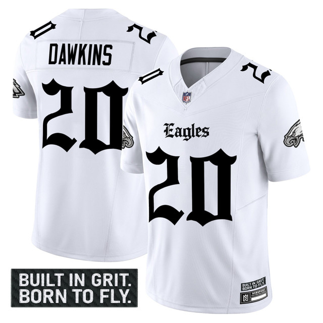 Men's Philadelphia Eagles 'Gothic Philly Edition' Vapor Limited Jersey V2 - All Stitched White Brian Dawkins