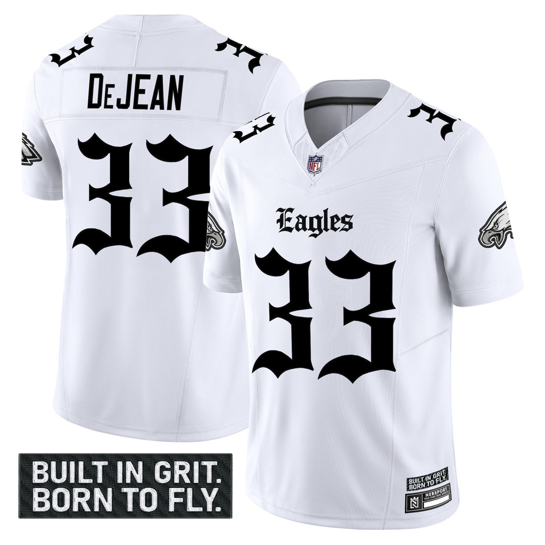 Men's Philadelphia Eagles 'Gothic Philly Edition' Vapor Limited Jersey V2 - All Stitched White Cooper DeJean
