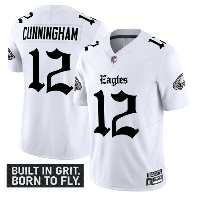 Men's Philadelphia Eagles 'Gothic Philly Edition' Vapor Limited Jersey V2 - All Stitched White Randall Cunningham